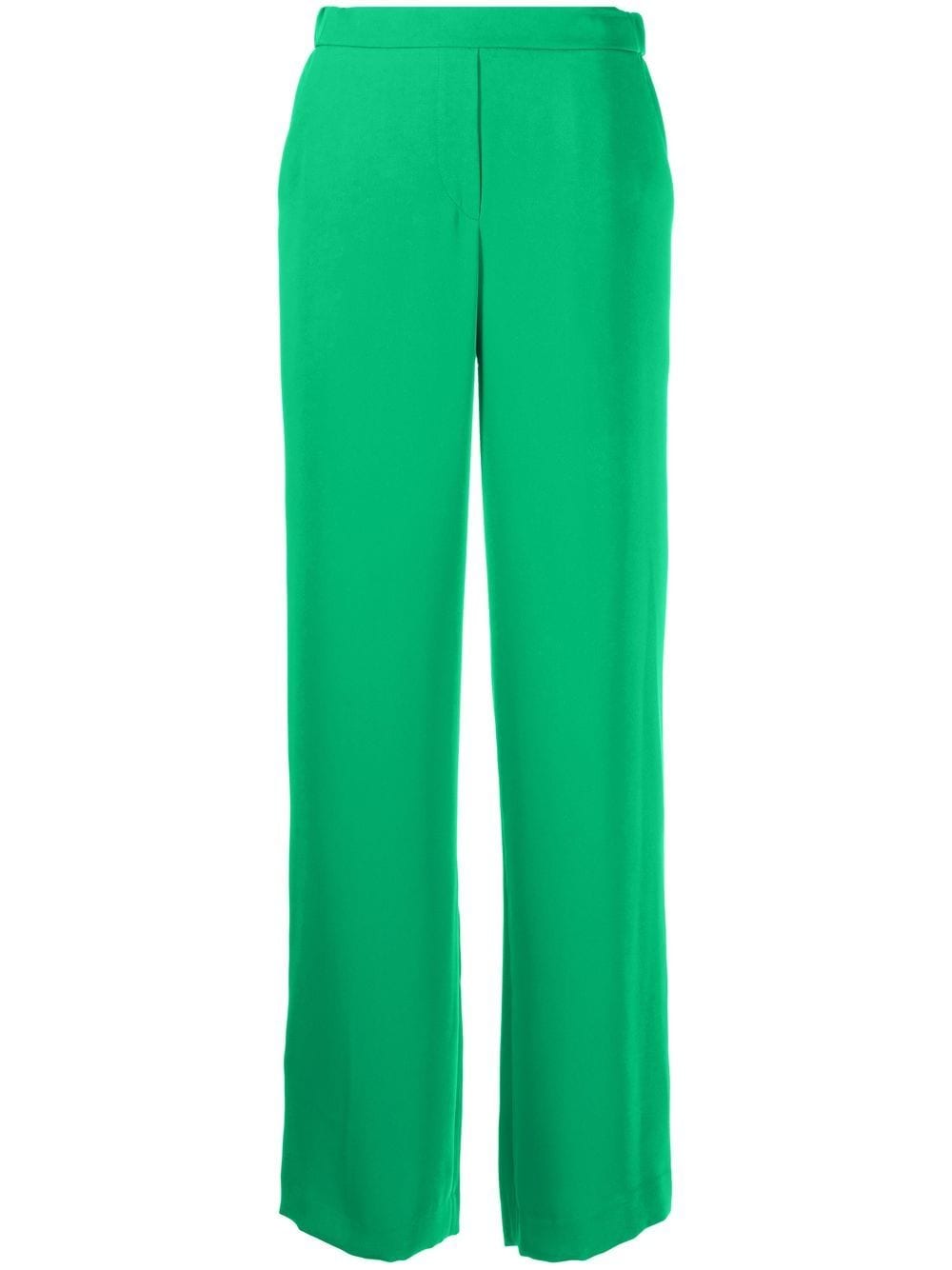 Green elasticated straight-leg trousers