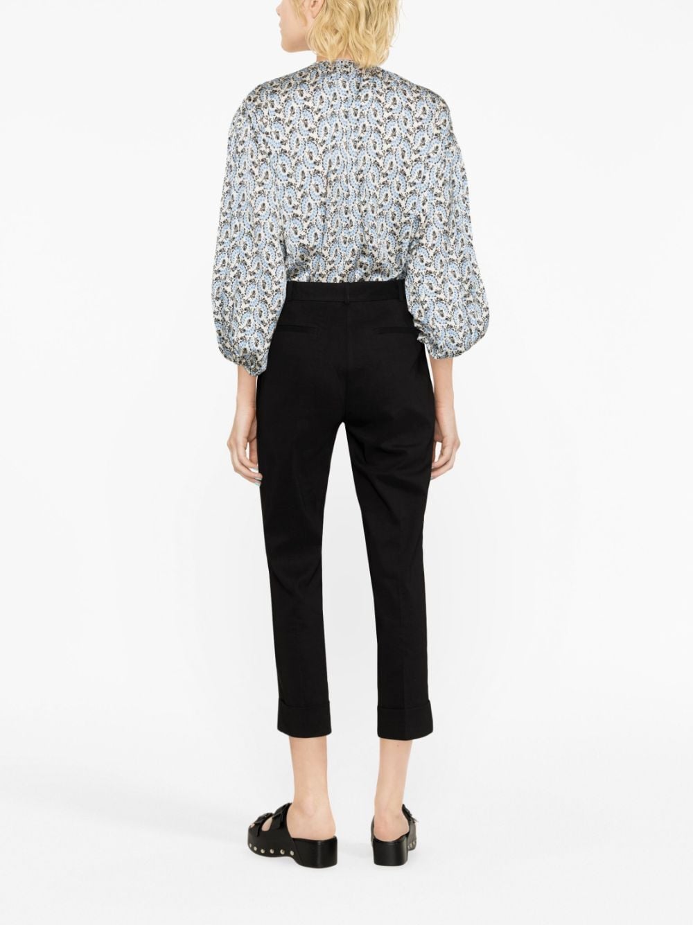 Cropped linen-blend trousers