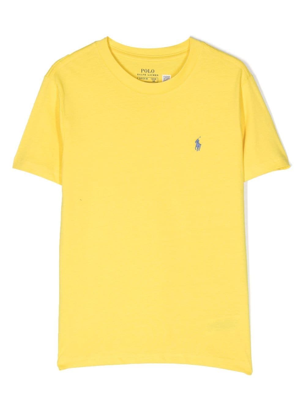 T-shirt gialla a maniche corte con stampa logo