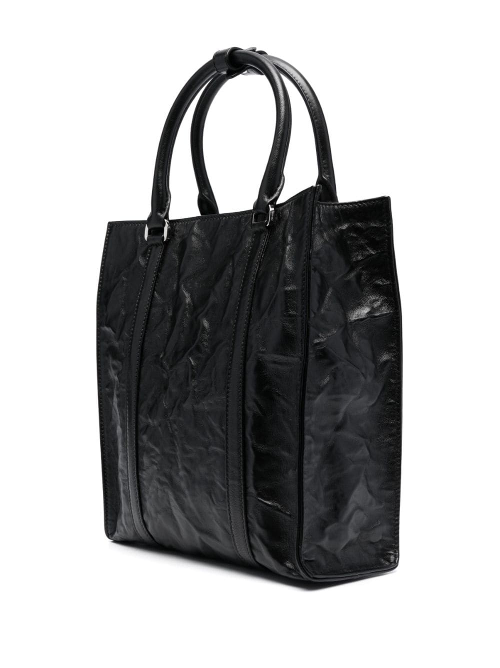 Logo-plaque crinkle-effect tote bag