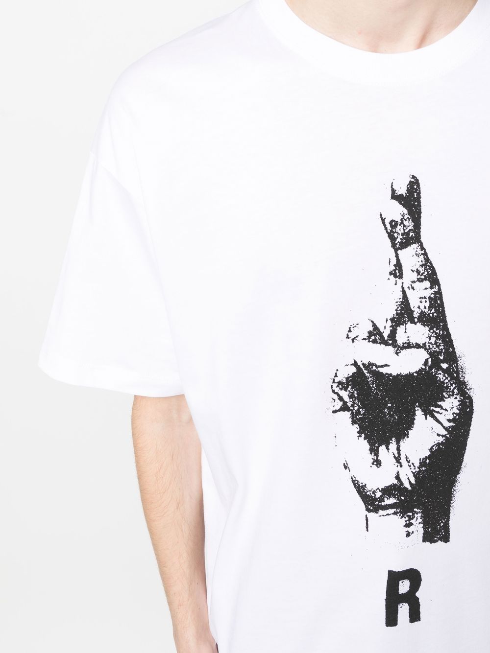T-shirt con stampa di segni di mano