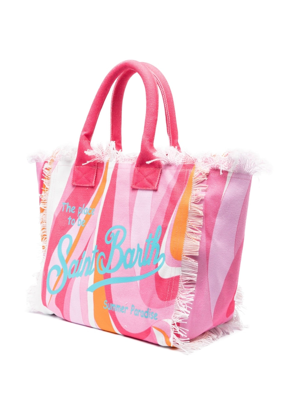 Vanity canvas Shoulder bag with pink stamps