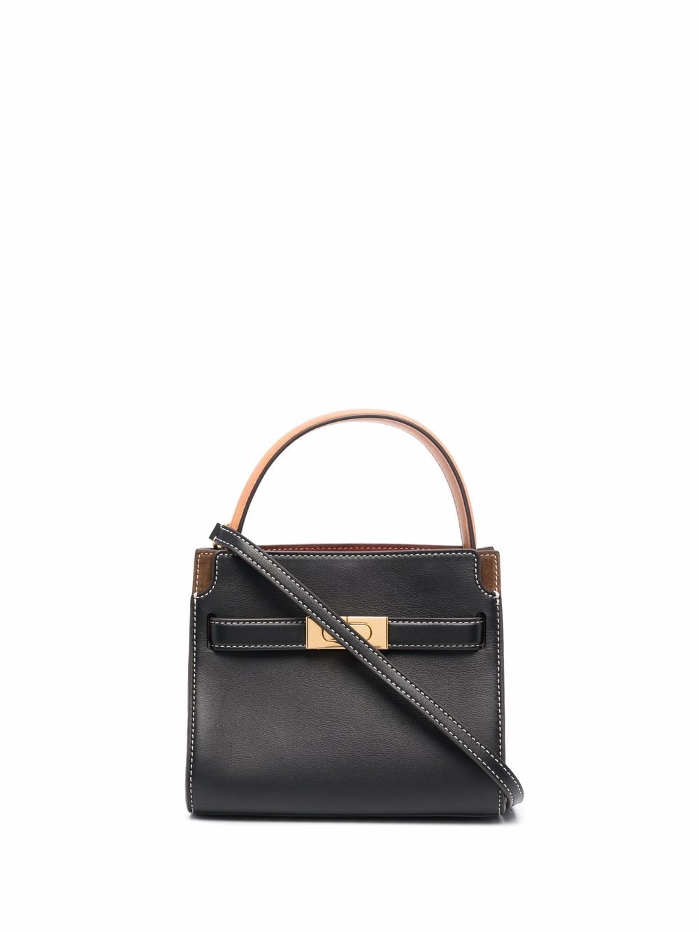 Black/brown calf leather Lee Radziwill petite leather bag