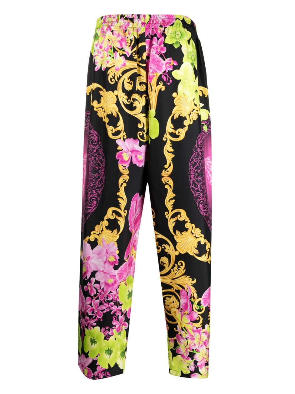 Floral-print silk beach trousers