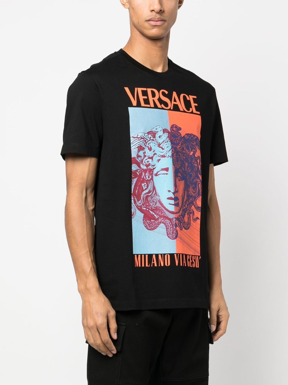 T-shirt con stampa Medusa multicolore