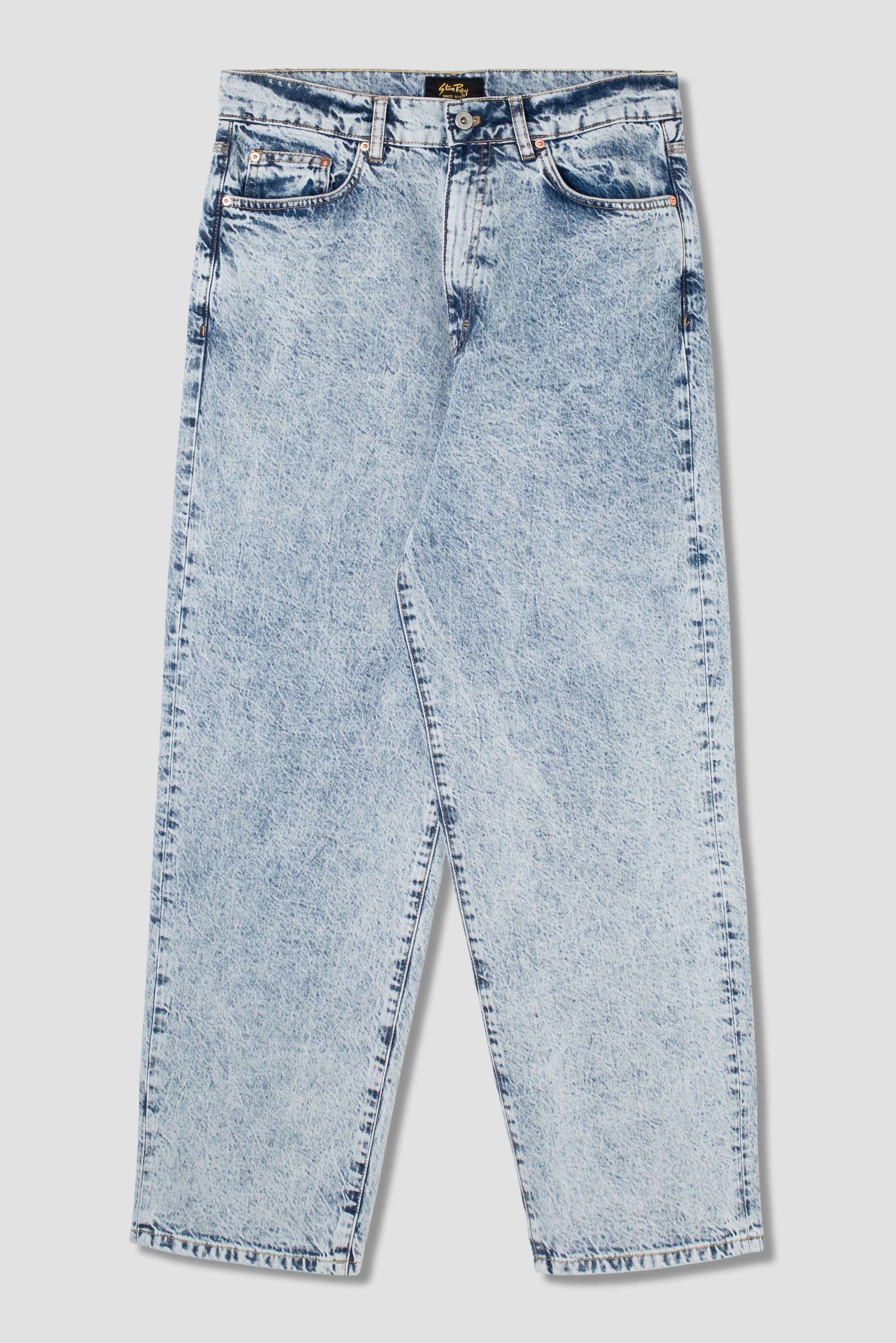 Jeans cinque tasche ampi di colore azzurro