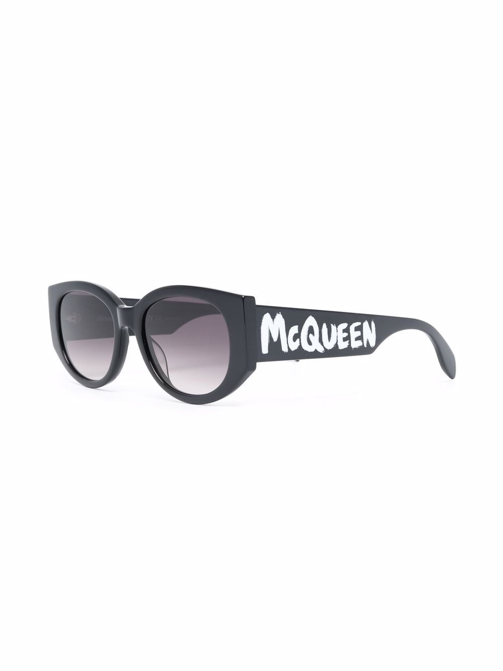 Black/grey acetate oval-frame logo-print sunglasses