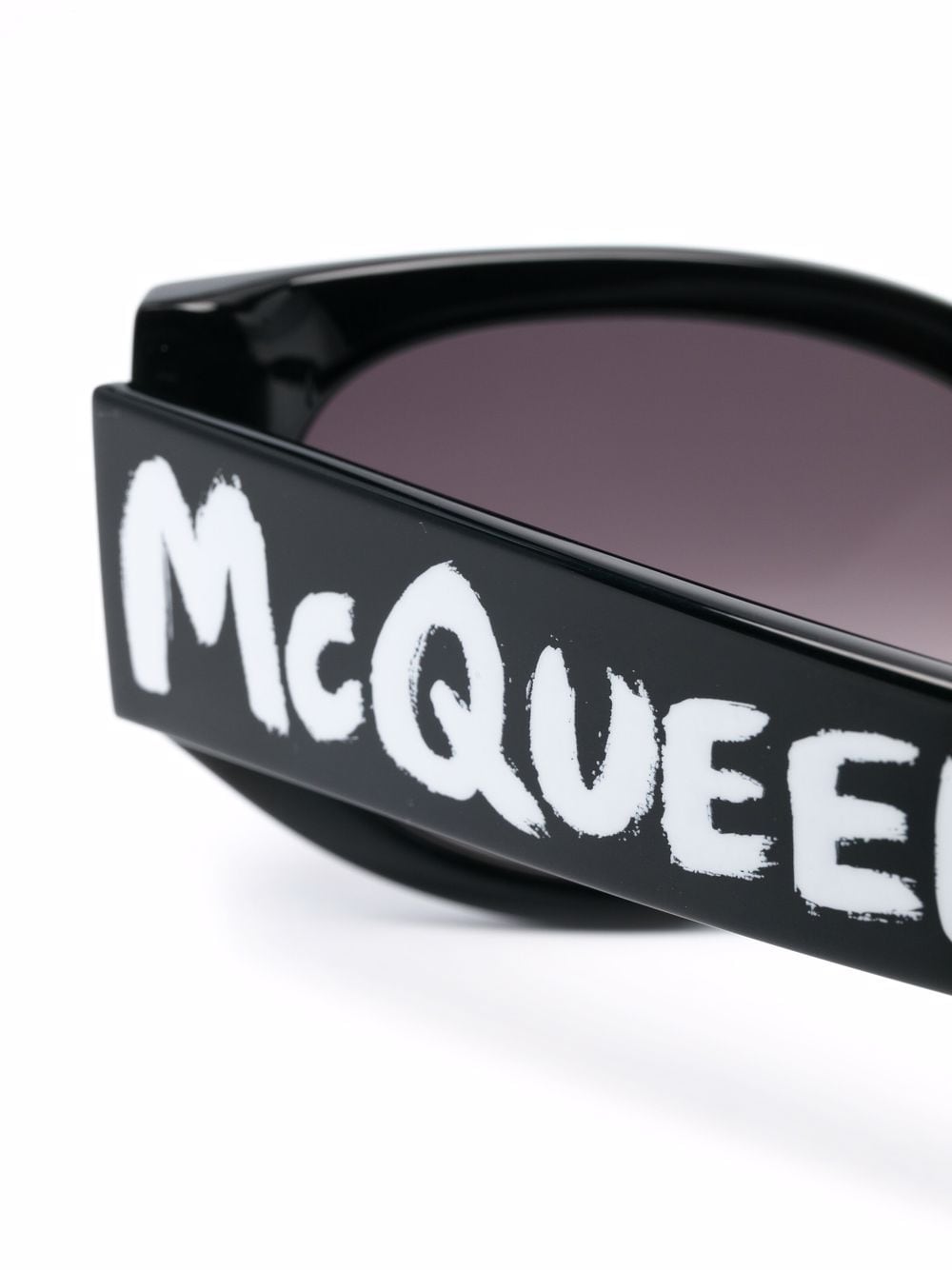 Black/grey acetate oval-frame logo-print sunglasses
