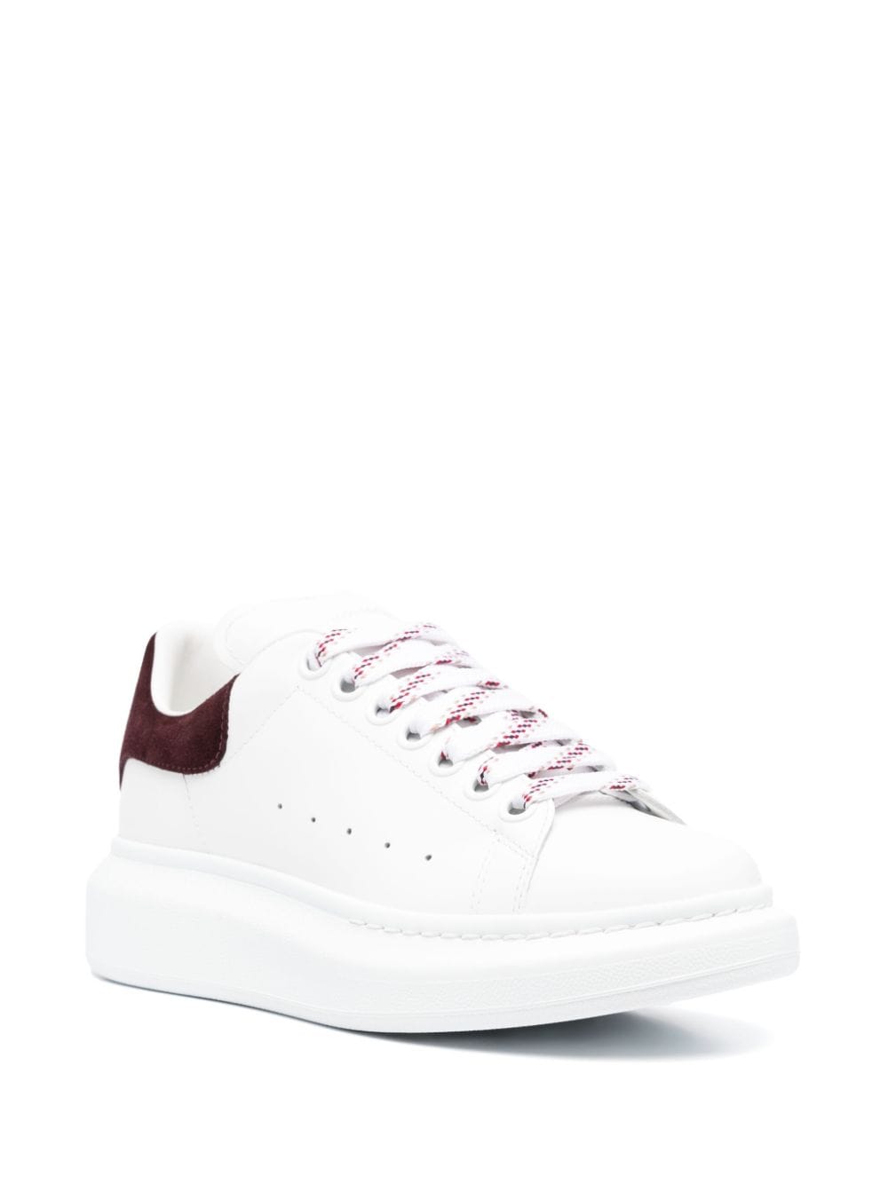 White/burgundy leather/suede oversized low-top sneakers