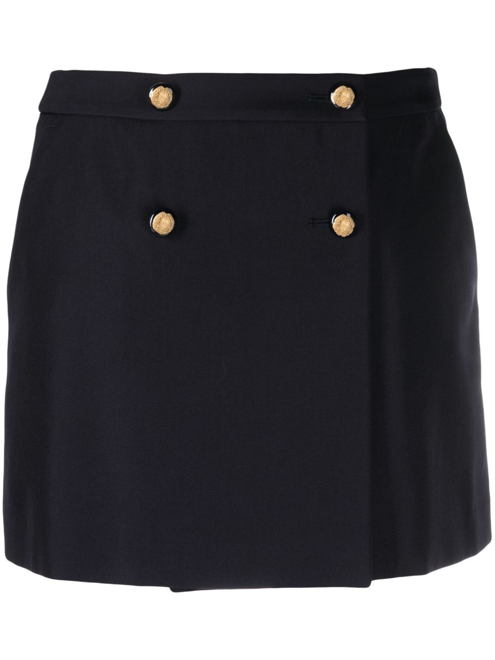 Wool-cotton blend mini wrap skirt