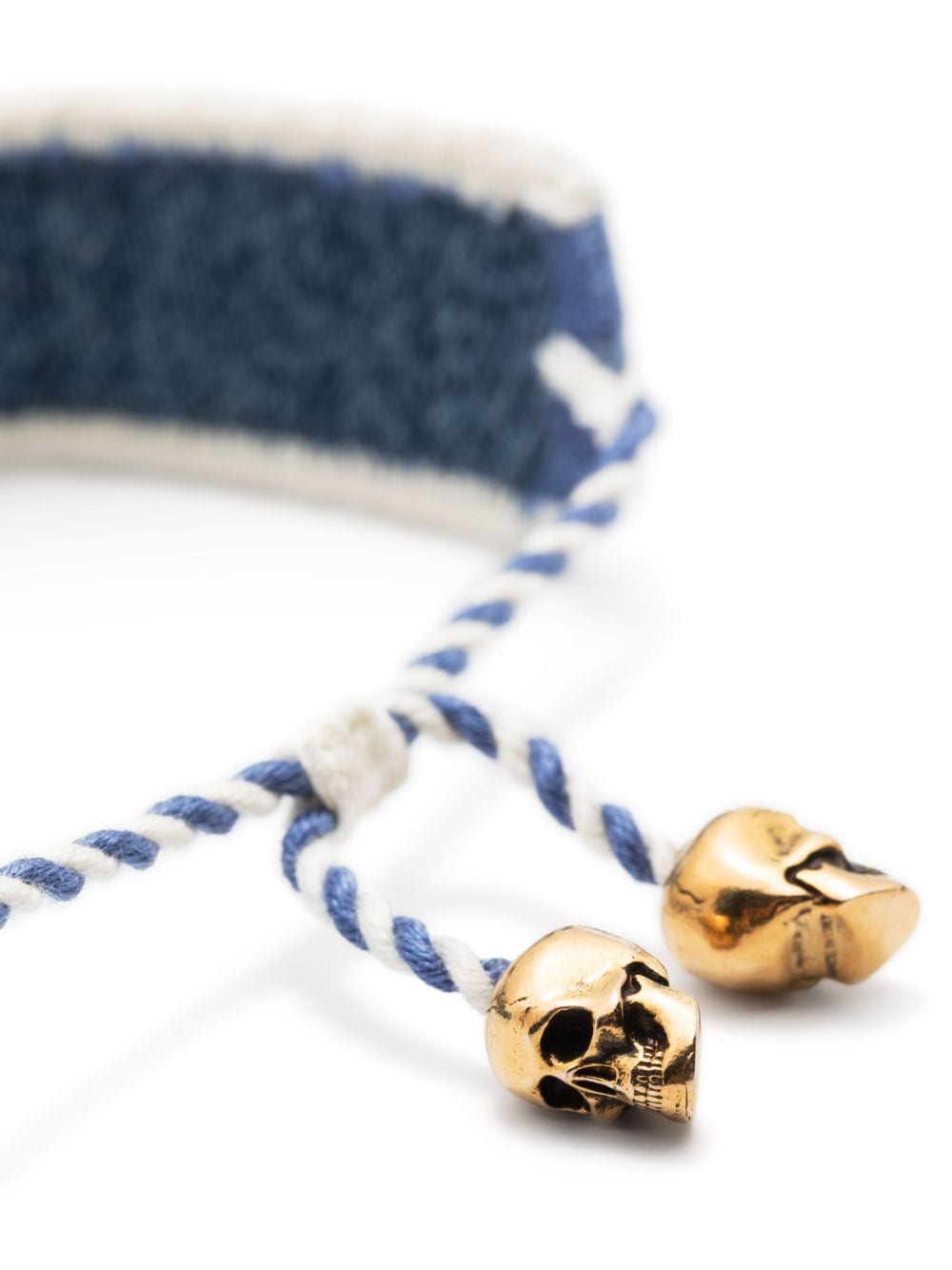 Skull-charm embroidered bracelet