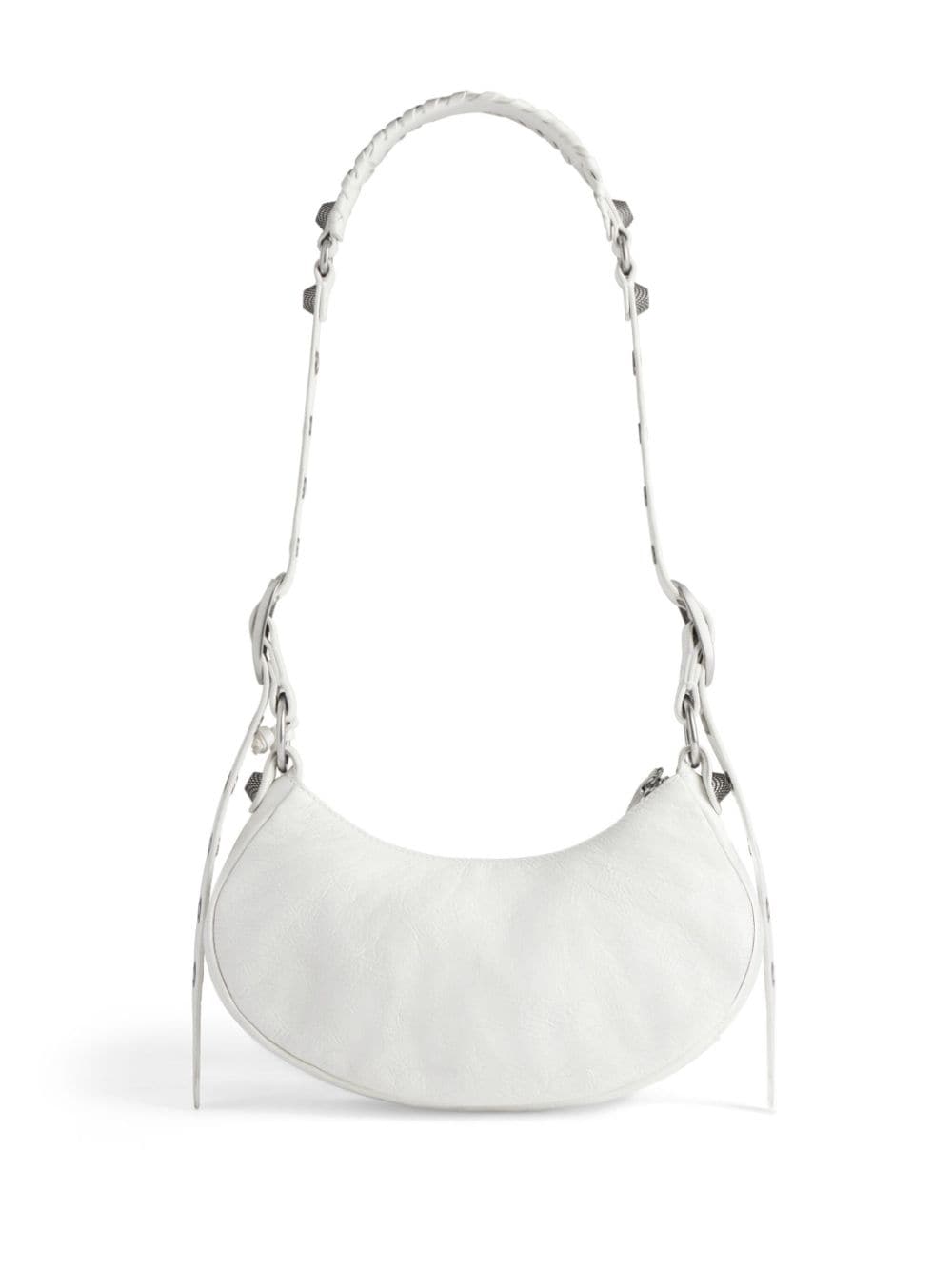 Optic white leather XS Le Cagole shoulder bag