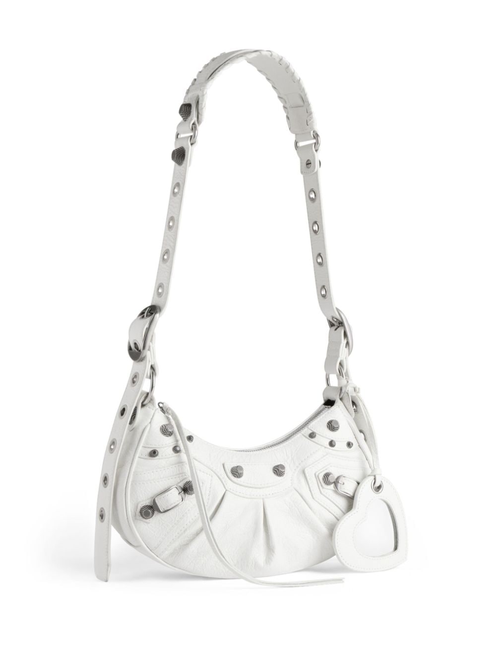 Optic white leather XS Le Cagole shoulder bag