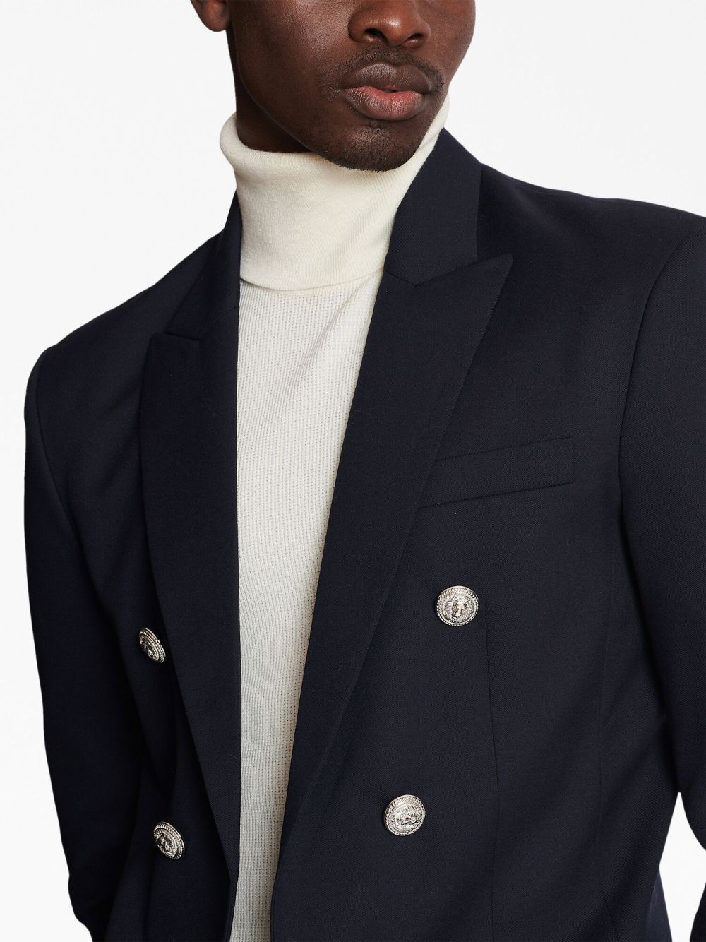 Button-detailed wool blazer<BR/><BR/><BR/>