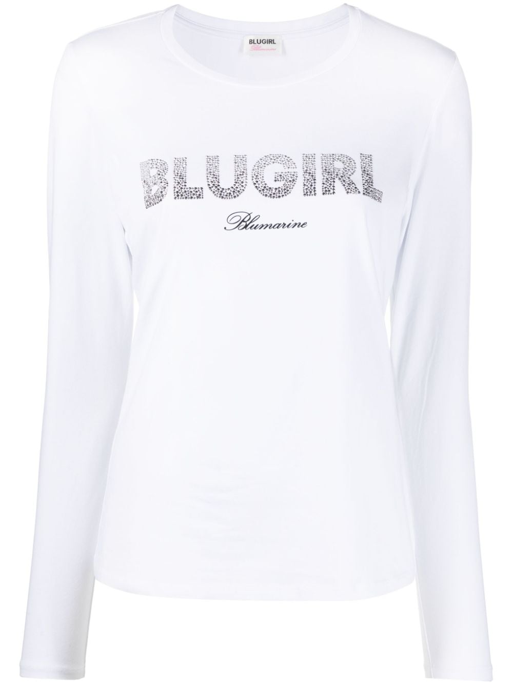White logo-print long-sleeve T-shirt