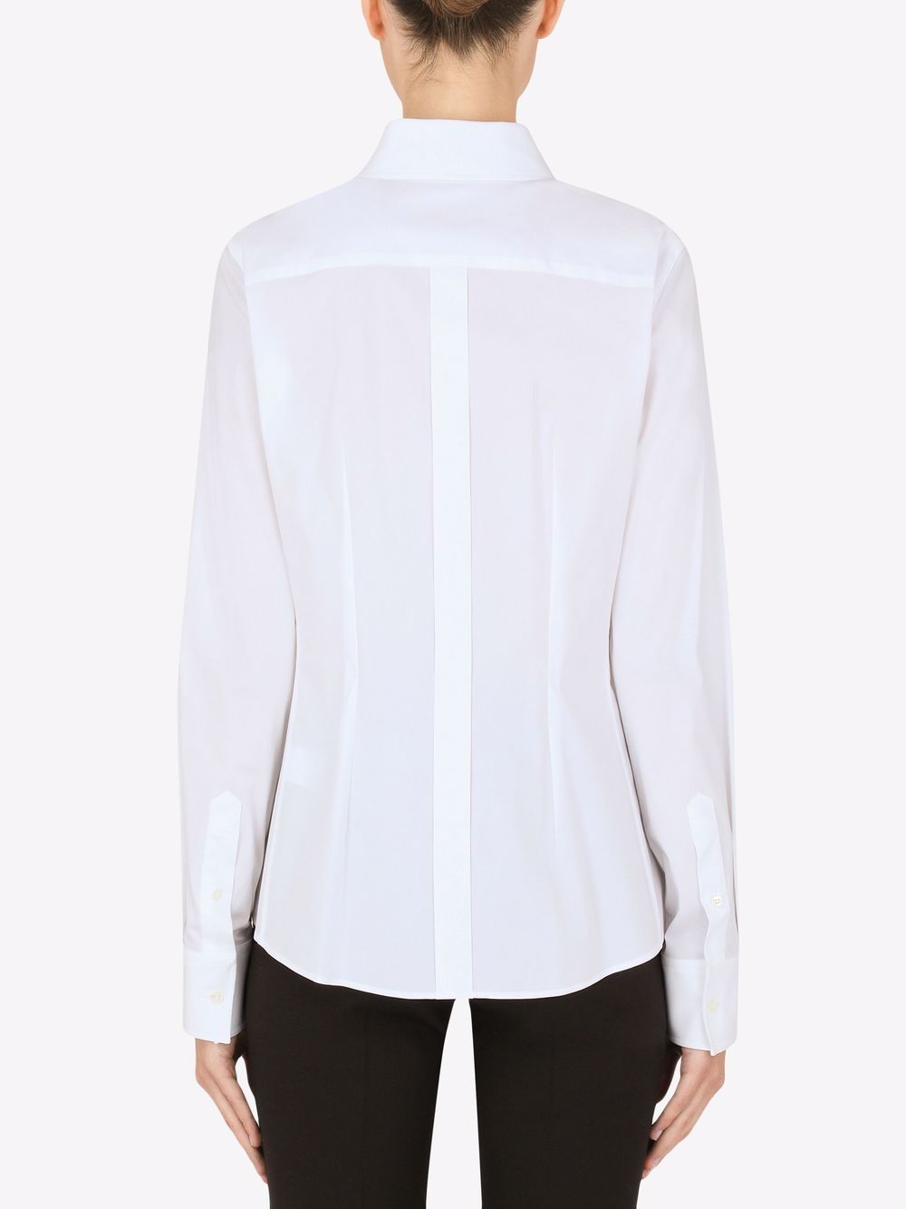 White cotton long-sleeve button-fastening shirt