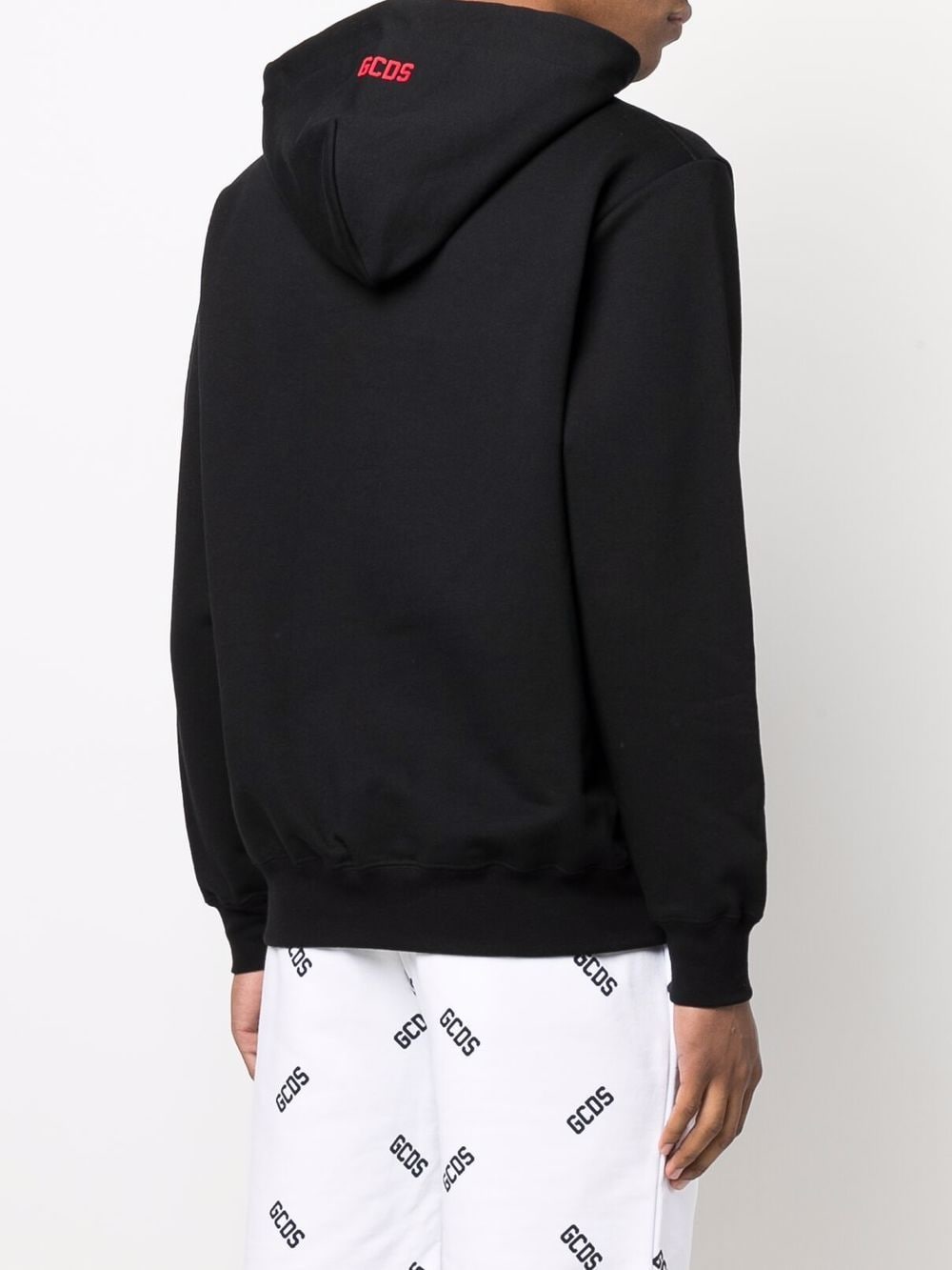 Black cotton logo drawstring hoodie