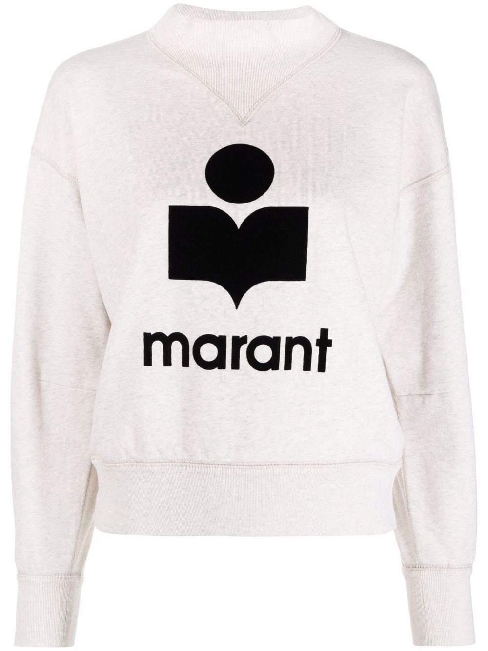 Ecru cotton blend Moby flocked-logo sweatshirt