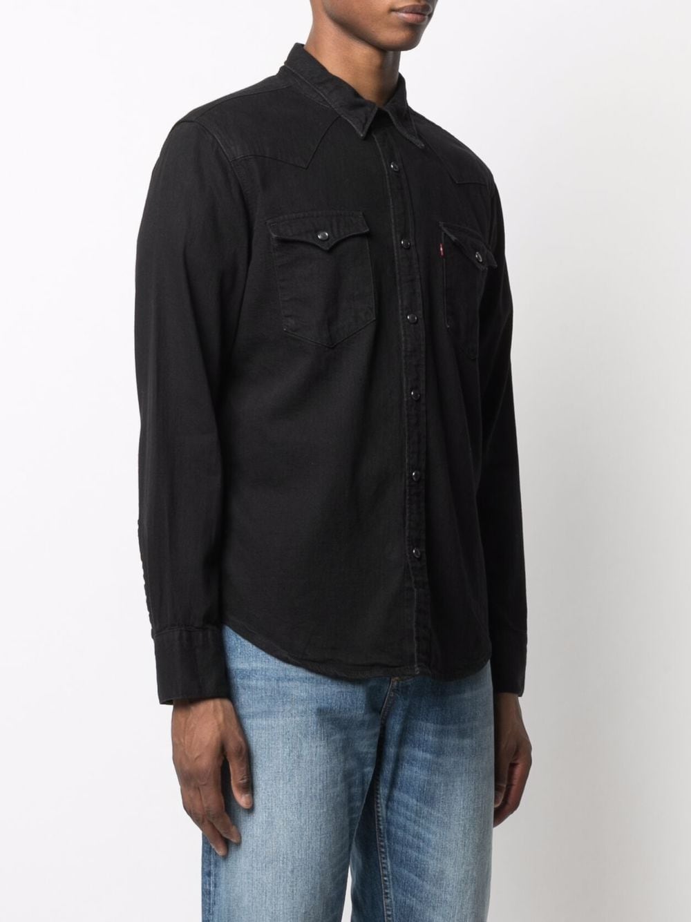 Black cotton Barstow Western denim shirt