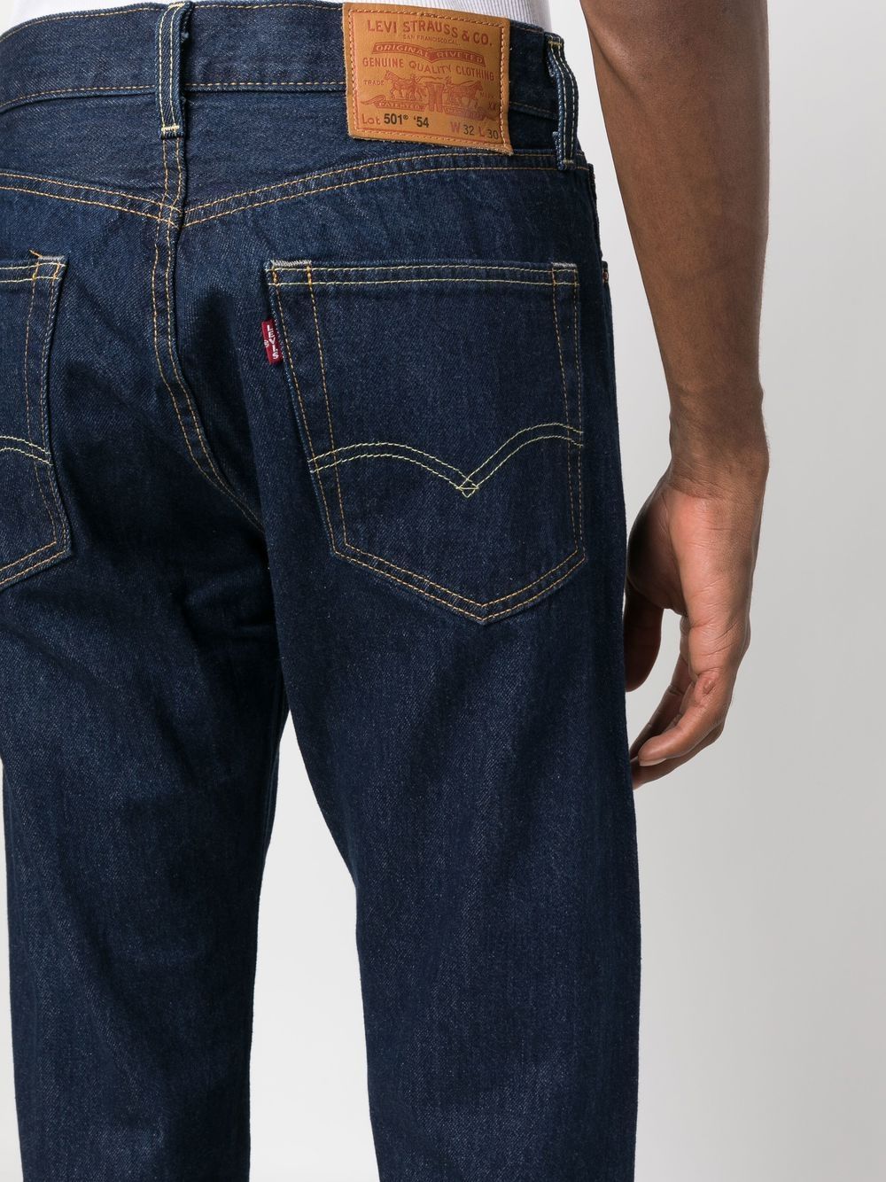 Dark wash straight-leg jeans