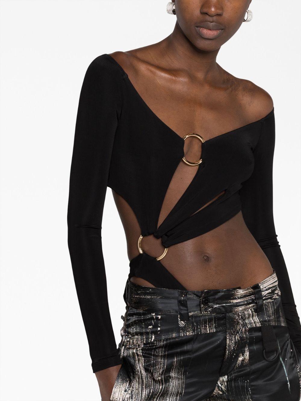 Top in jersey asimmetrico con cut-out