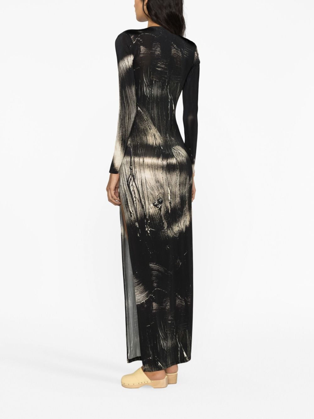 Long Helios motif-print dress