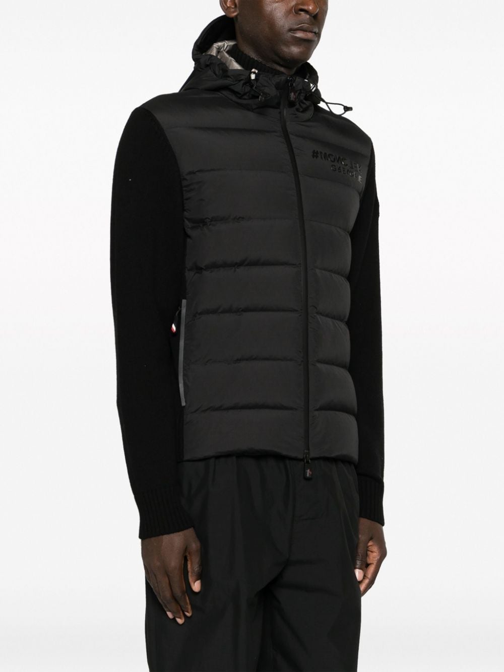 Panelled quilted hooded jacket