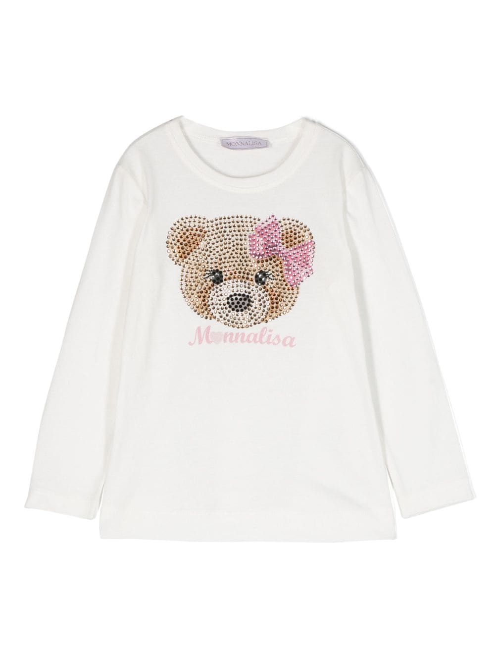 Teddy-bear rhinestone-embellished cotton sweatshirt