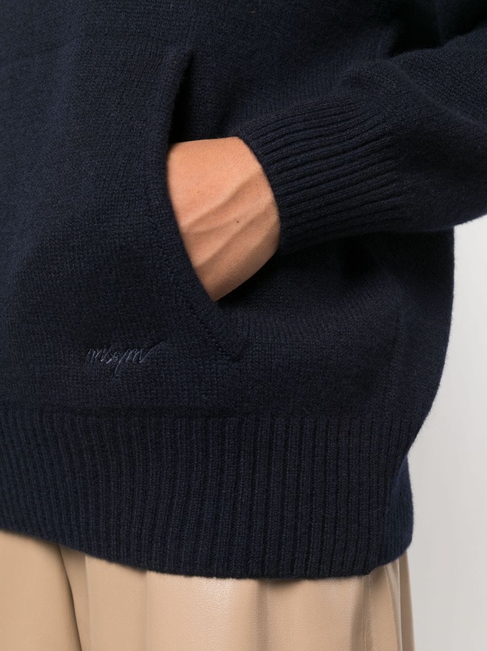 Logo-embroidered wool-cashmere hoodie