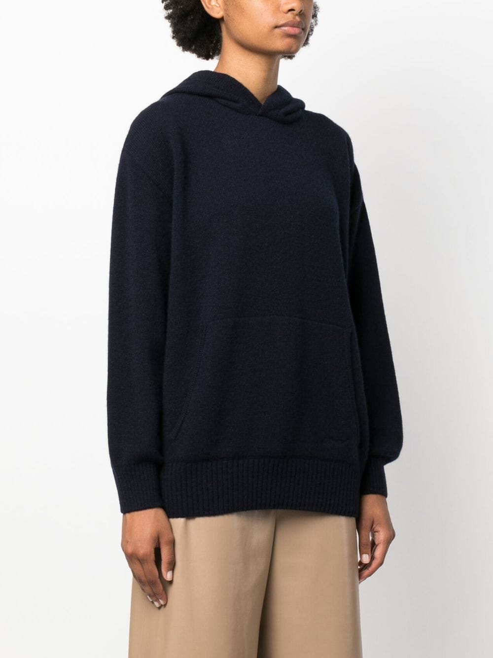 Logo-embroidered wool-cashmere hoodie