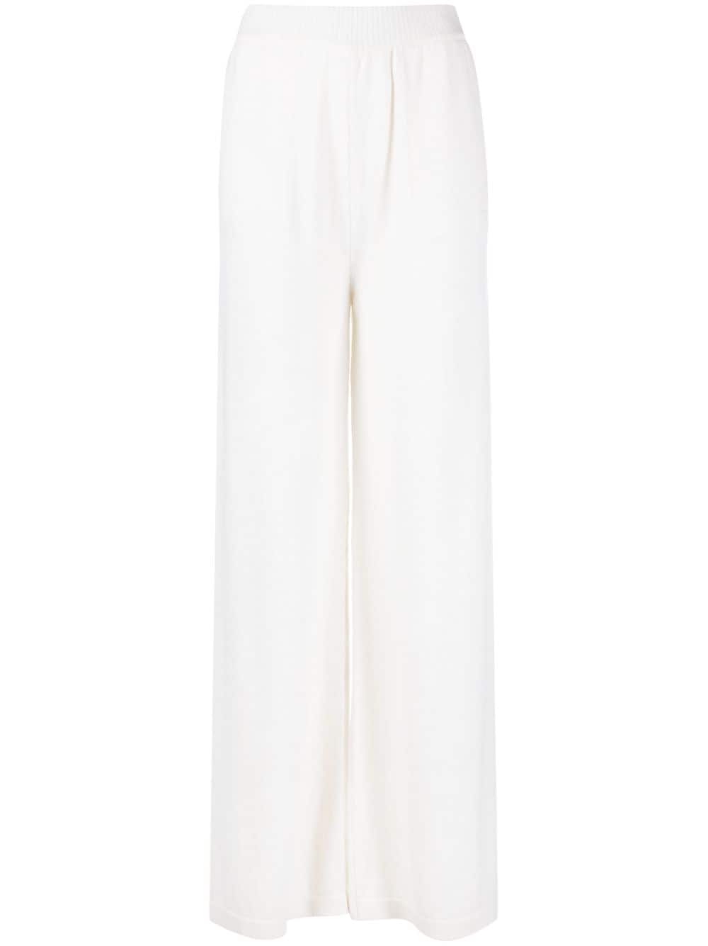 Wide-leg wool-cashmere blend trousers