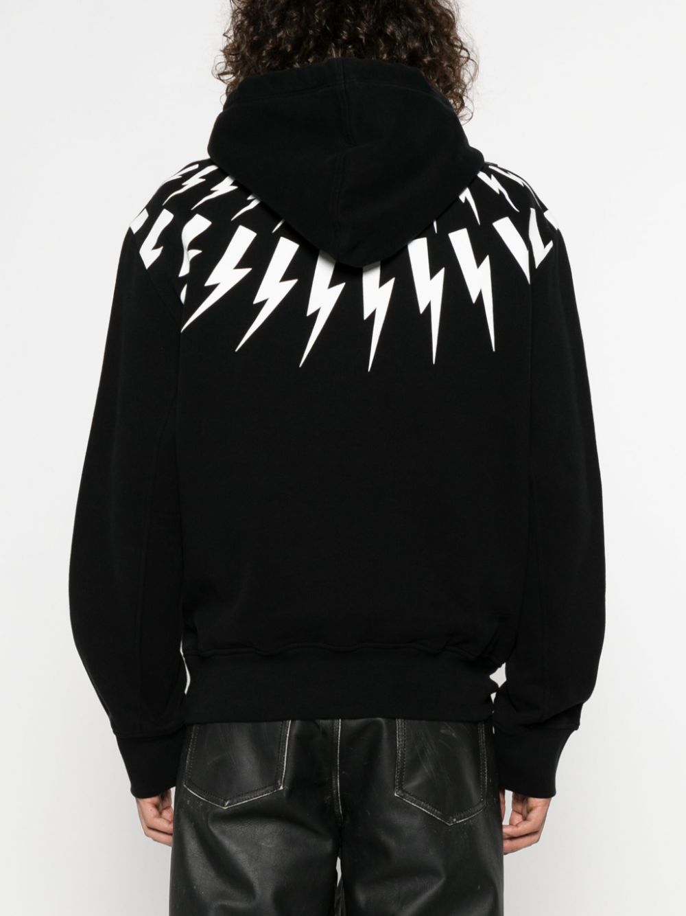 Black/white Thunderbolt cotton hoodie