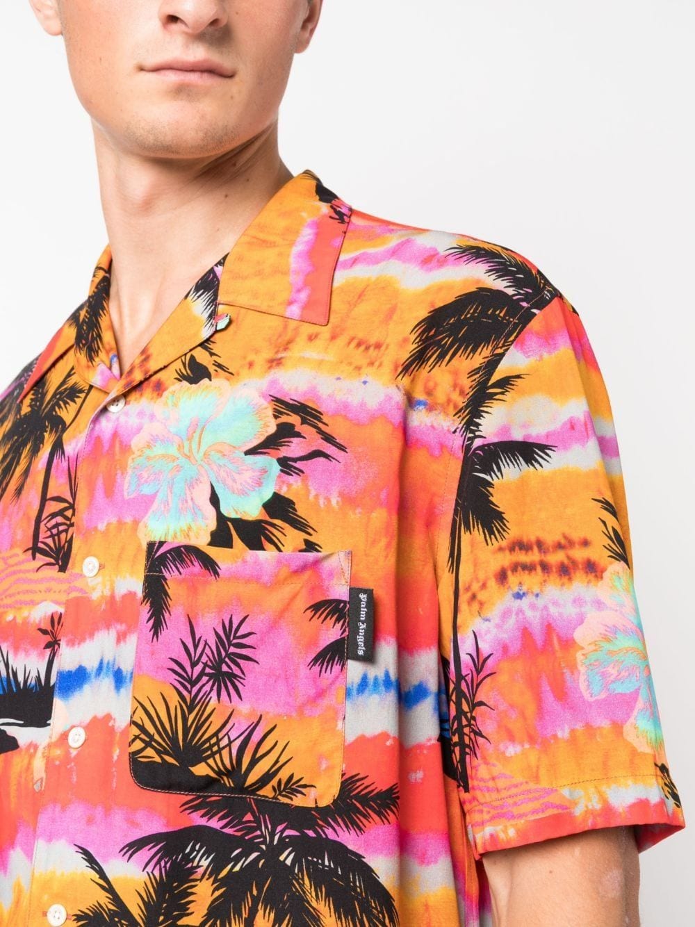 Camicia stampa palme multicolore
