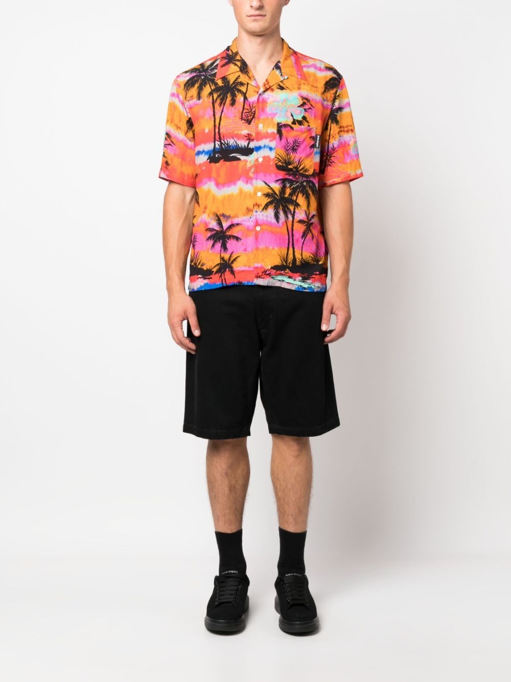 Camicia stampa palme multicolore