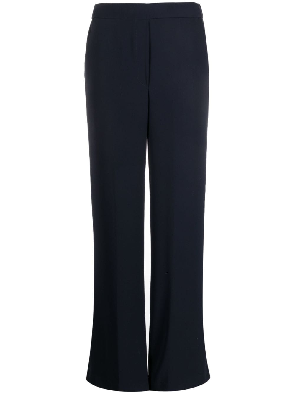 Blue elasticated-waistband straight-leg trousers