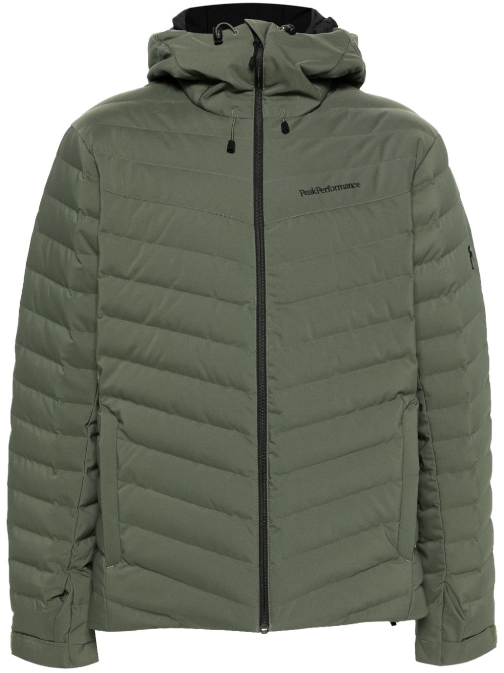 Green zfront zip fastening jacket