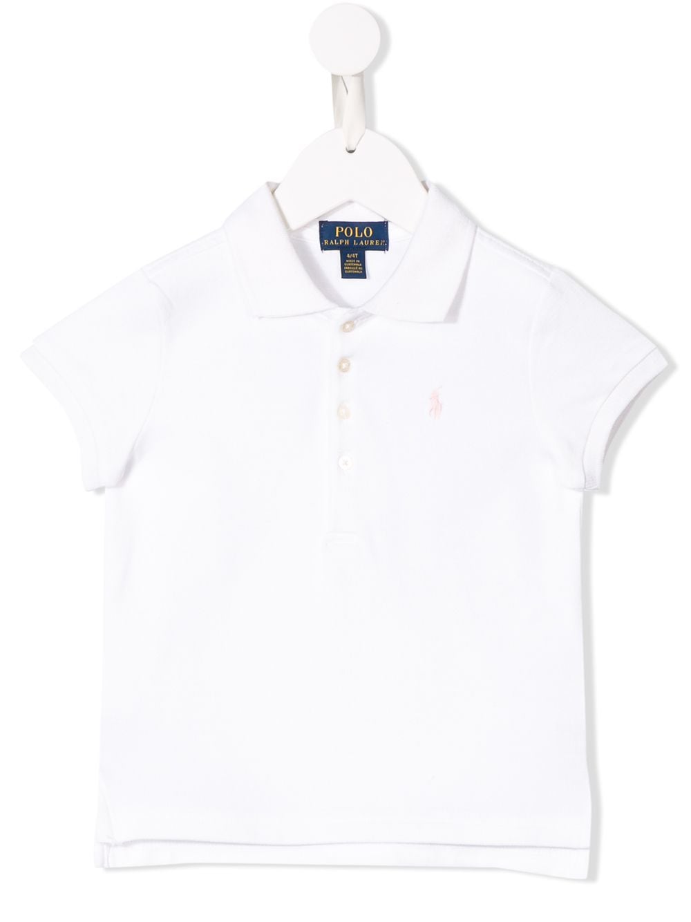 White stretch cotton logo embroidered polo shirt