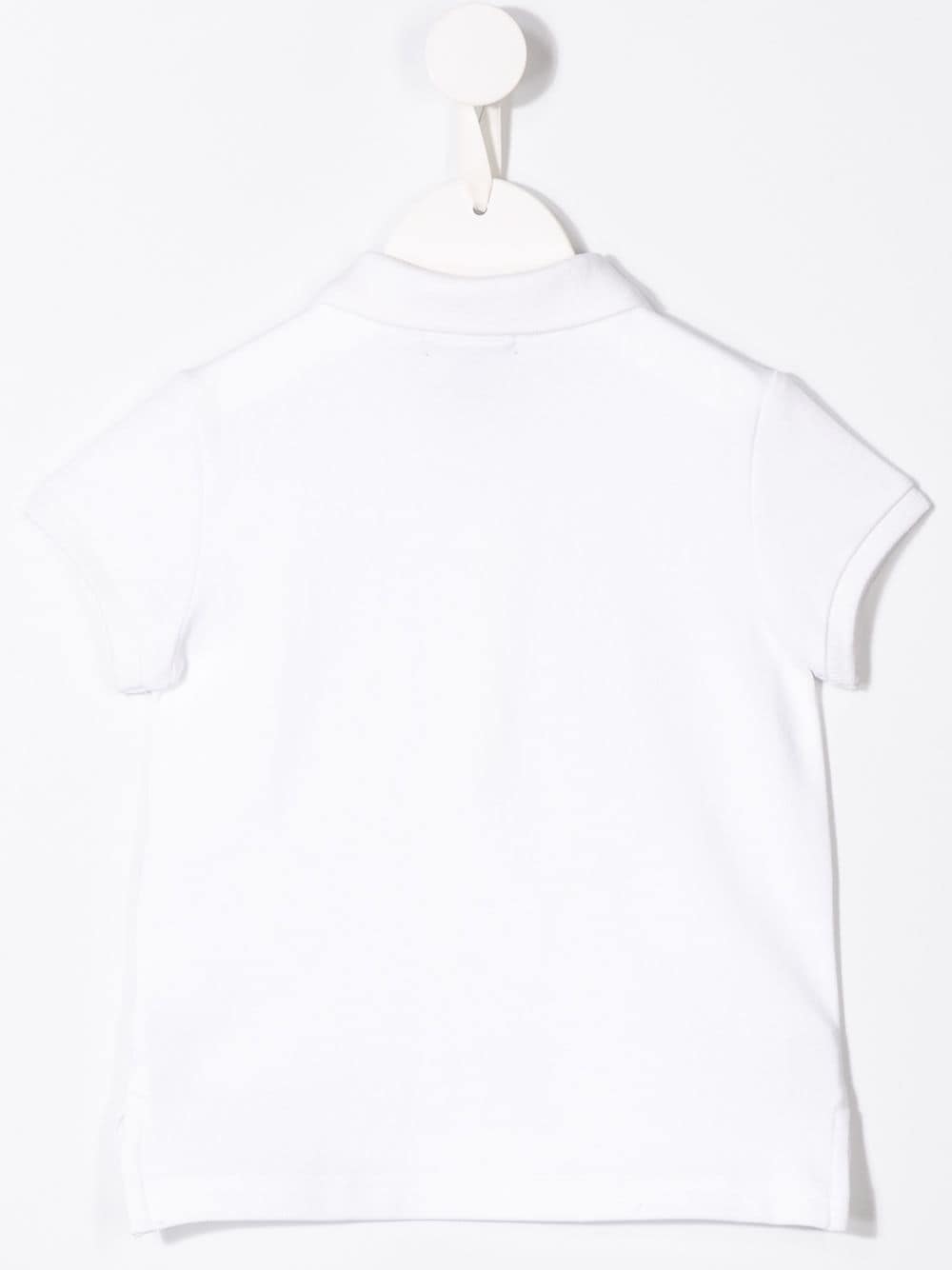 White stretch cotton logo embroidered polo shirt