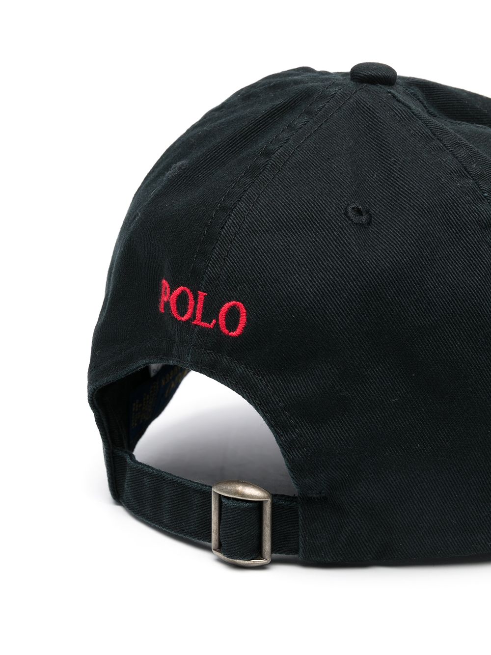 Cappellino da baseball con logo ricamato in cotone nero/rosso