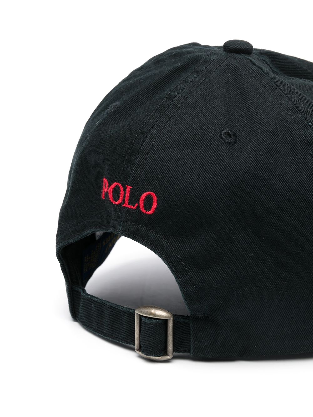 Black/red cotton embroidered logo baseball cap