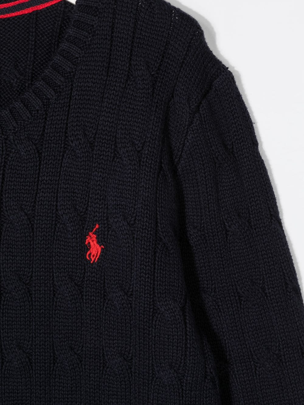 Navy cotton long-sleeved embroidered logo jumper