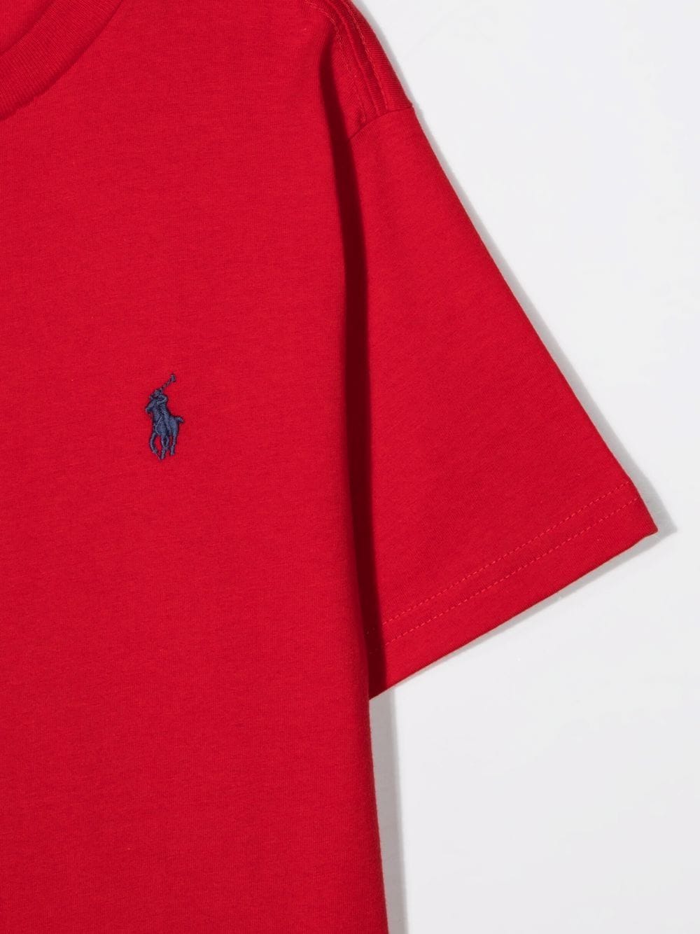 T-shirt rossa in cotone con logo ricamato
