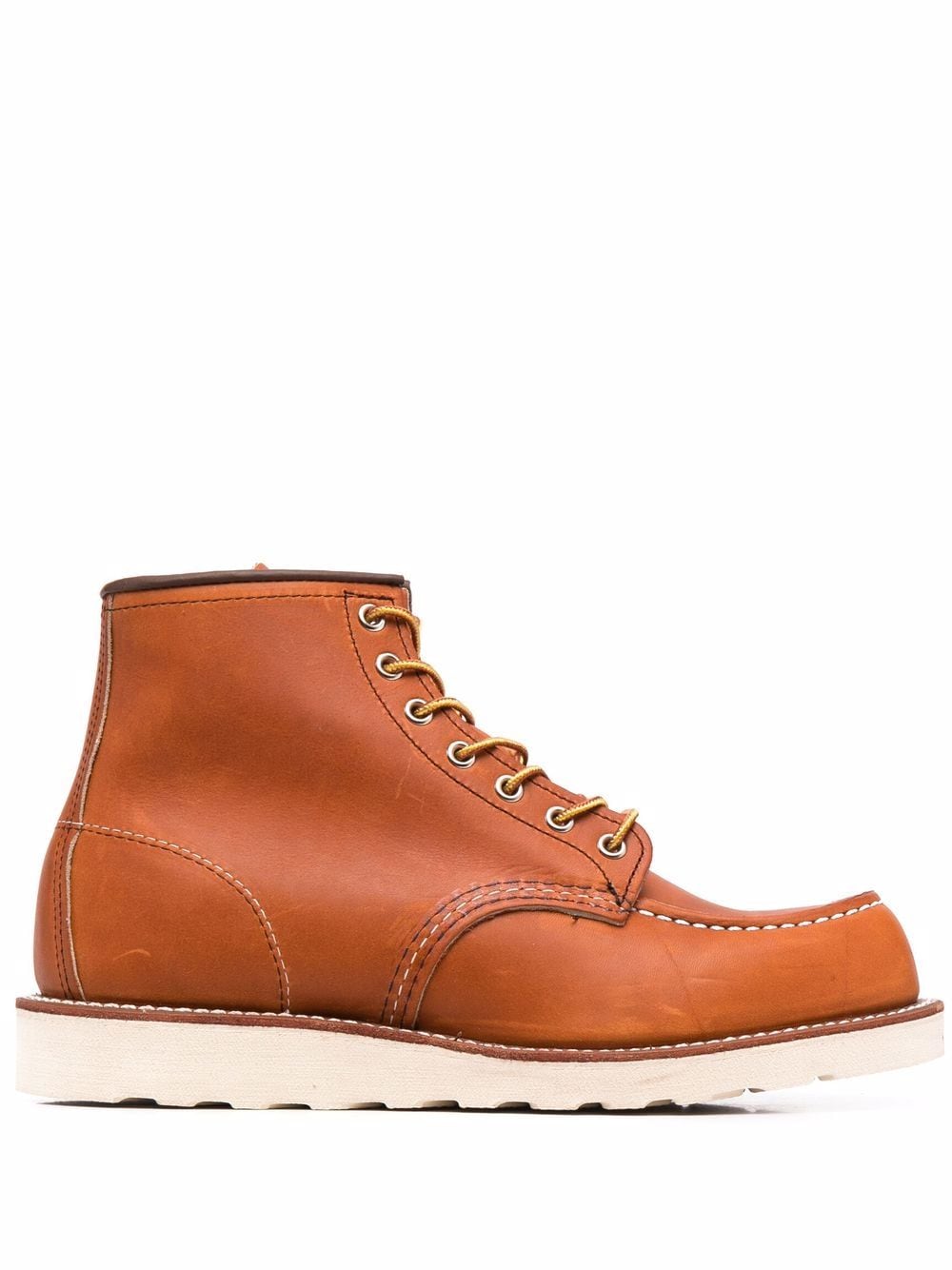 Luggage brown leather lace-up leather boots