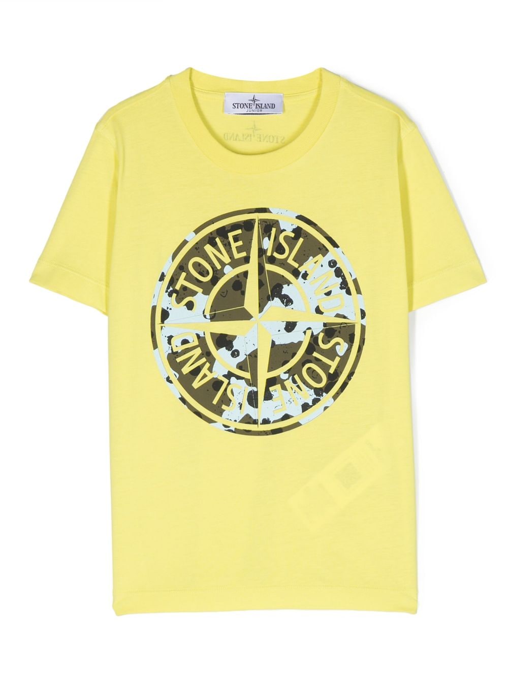 T-shirt gialla in cotone con stampa logo Bussola