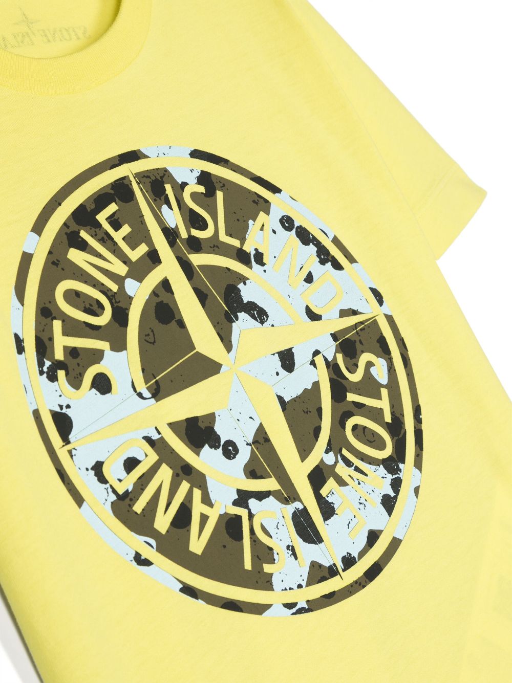 T-shirt gialla in cotone con stampa logo Bussola