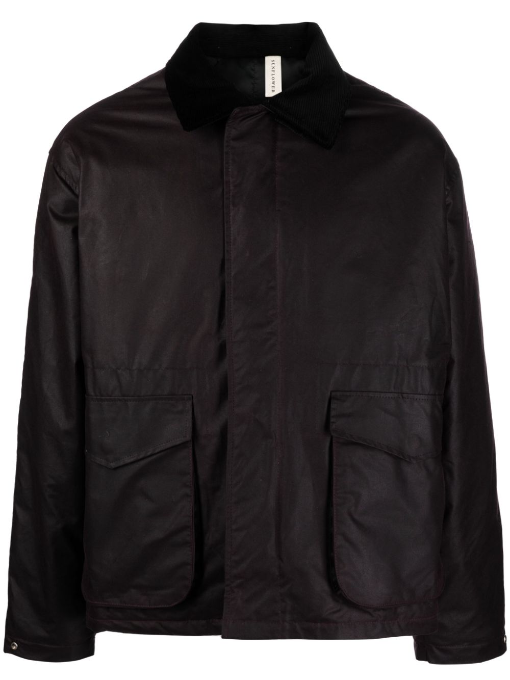 Corduroy-collar waxed shirt jacket<BR/>