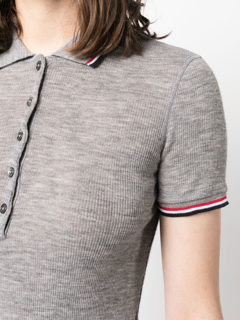 Short-sleeved ribbed polo top