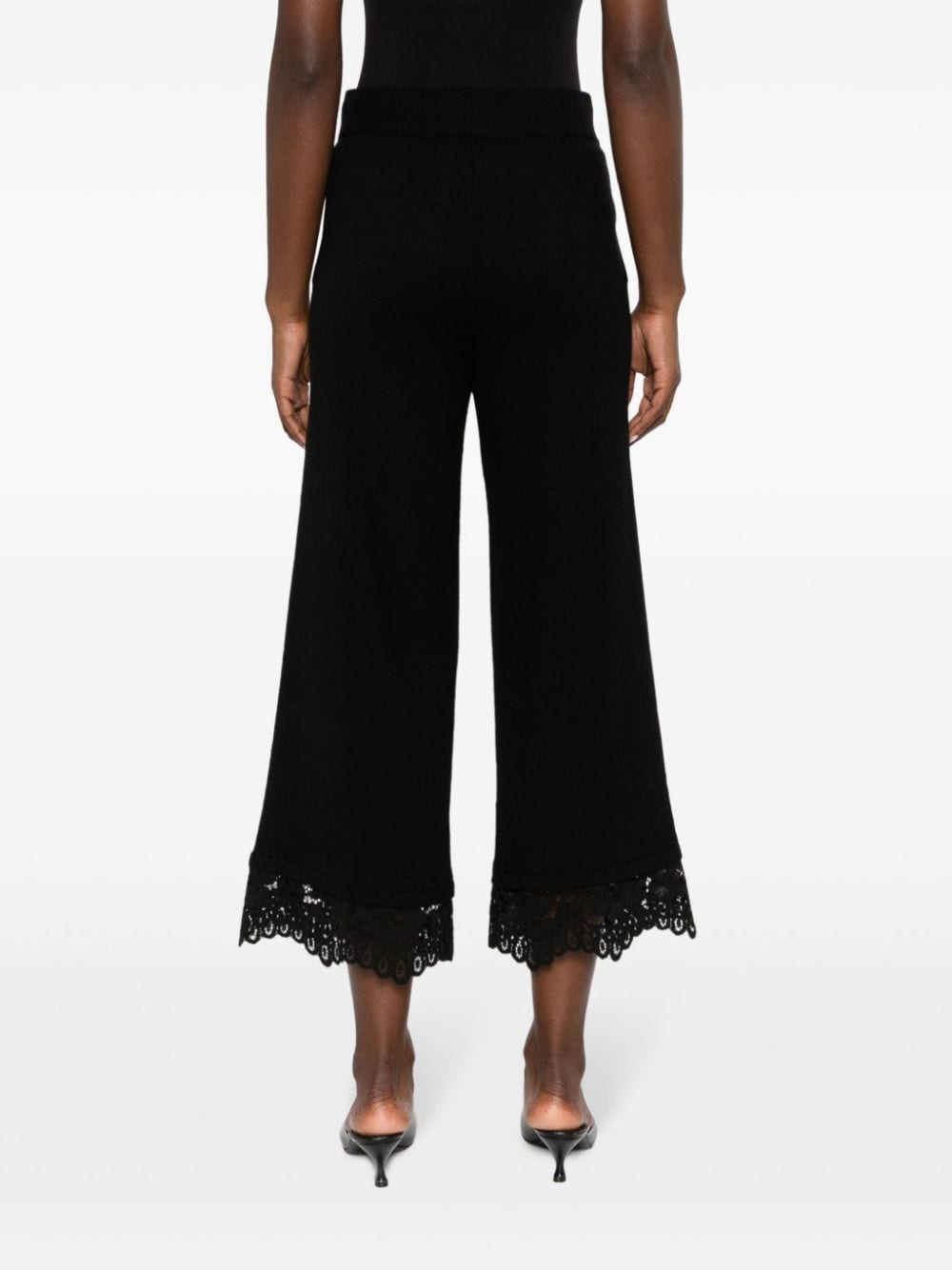 Lace-trim cropped trousers