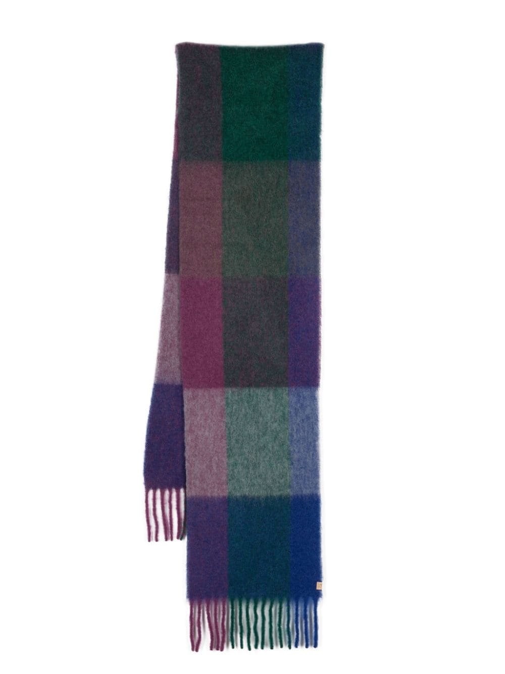 check-pattern fringe-detailing scarf