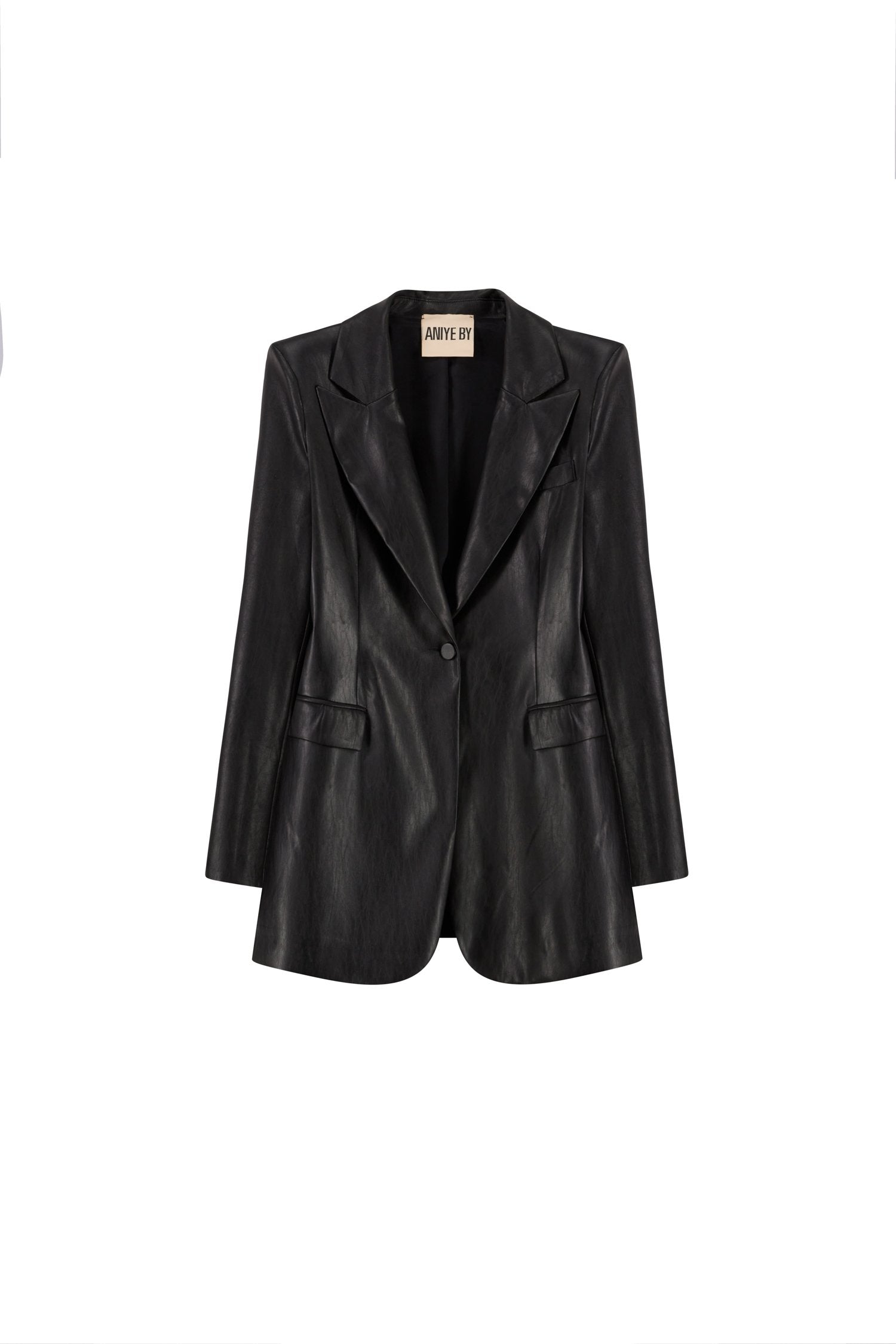 Faux leather black blazer